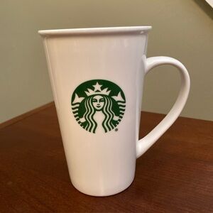 Starbucks 2016 Mermaid Logo Tall Coffee Mug 17.8 Oz 5.5” Tall White/Green